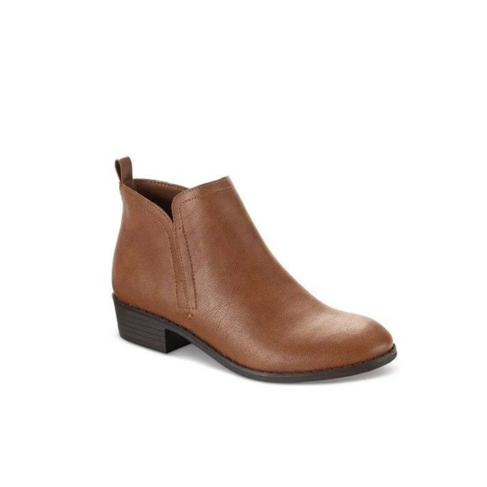 Sun Stone Womens 10 W Brandy Tan Faux Leather Cadee Ankle Booties NIB MO8